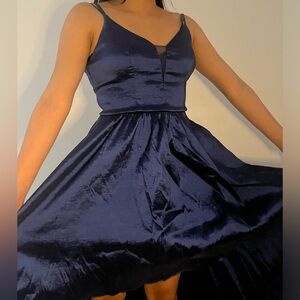 Navy Blue satin prom dress 💙
